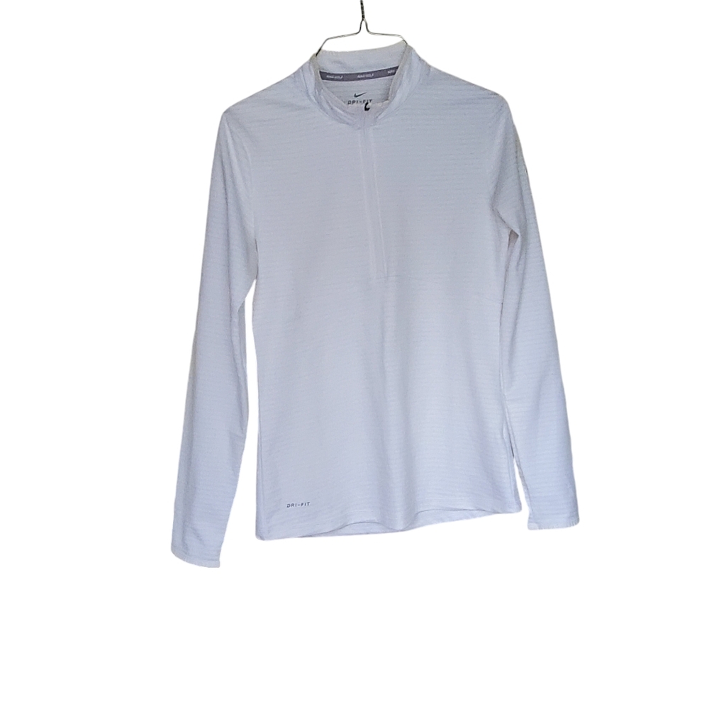 Nike Golf Dri Fit Size S P White Ivory Long Sleeve Athleisure Zip Front NWOT